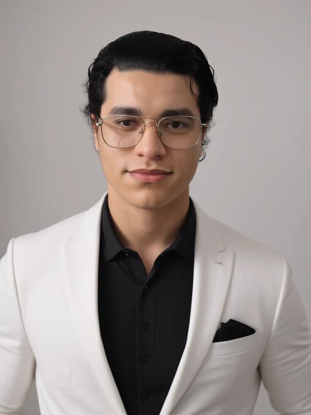 Homme en costume blanc sur fond blanc, photo professionnelle IA fait avec PhotoMaintenant