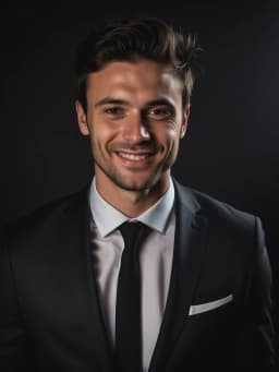 ia photo professionnelle de Homme en costume noir sur fond noir